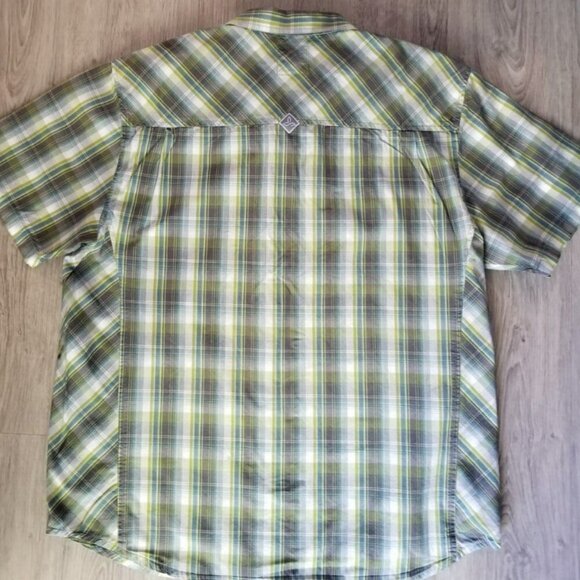 Prana Pearl Snap Shirt Men's XL Short Sleeve Shirt Green Plaid Organic Cotton - Picture 4 of 8